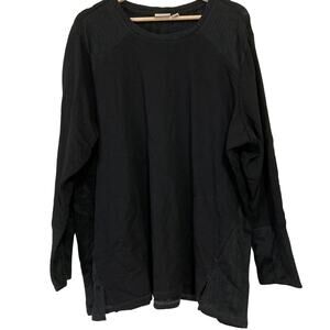 A632688 LOGO Life by Lori Goldstein French Terry Mixed Knit Top Black 3X